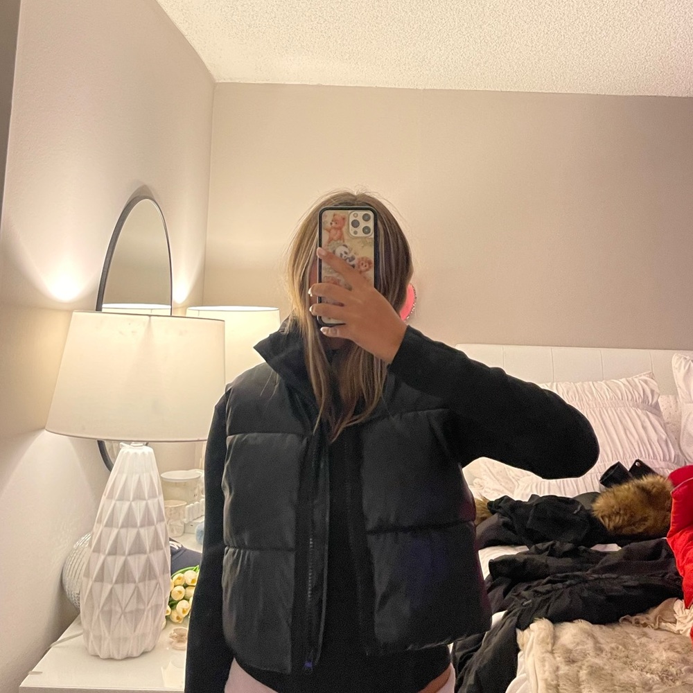 Zara leather puffer vest